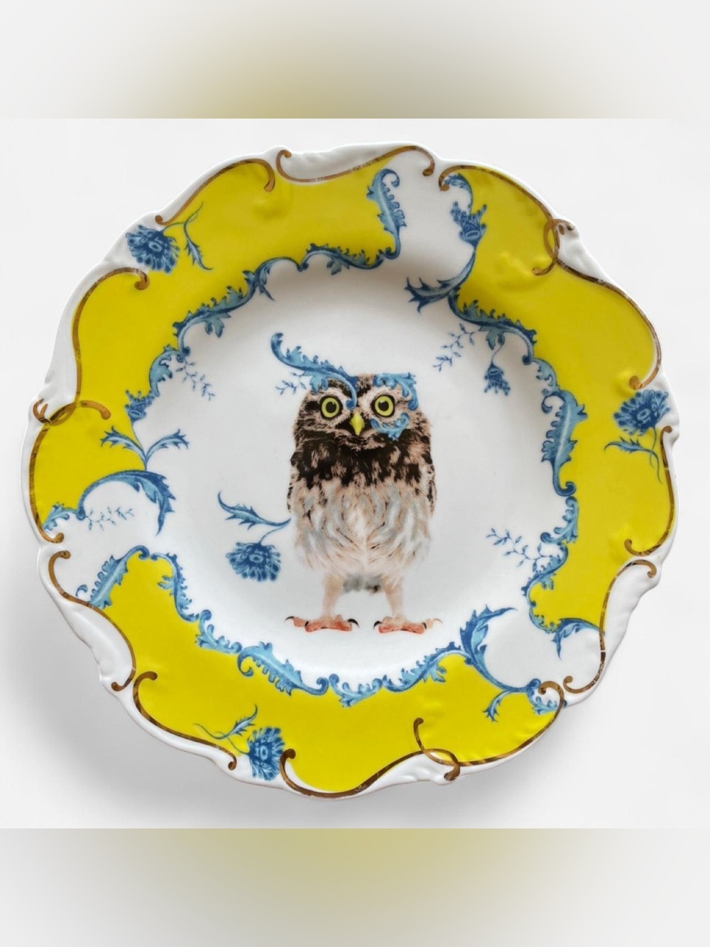 Anthropologie Set Of 2 (Two) Lou Rota Owl Plate Nature Table 9.5"